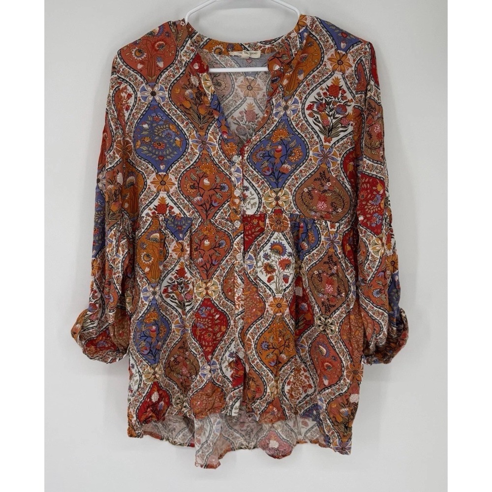 Christian Siriano Women's Floral Paisley Peplum Blouse Small Boho Peasant Whimsy